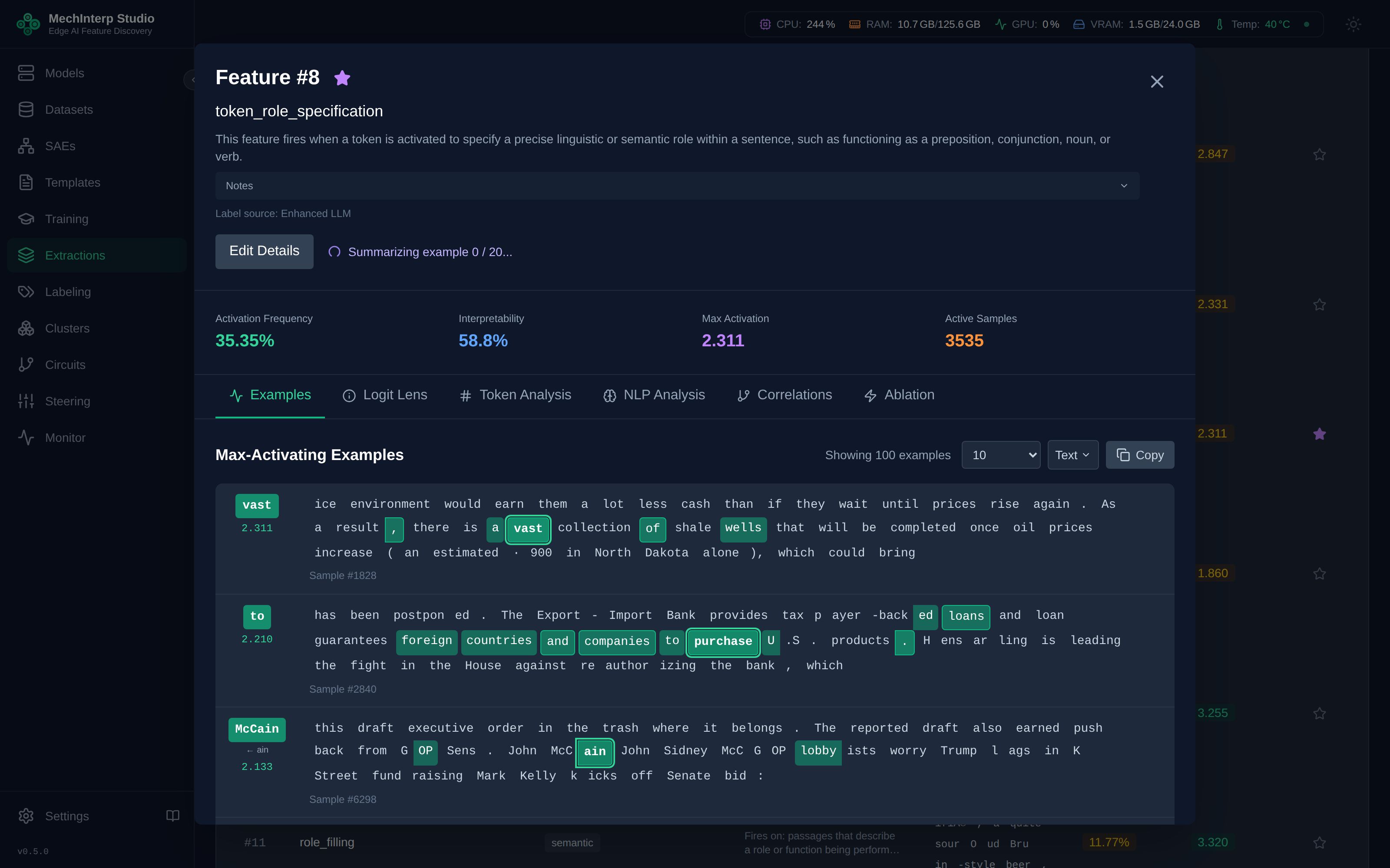 Feature Detail Modal during Pass 1 — "Queued..." status while waiting for a worker slot