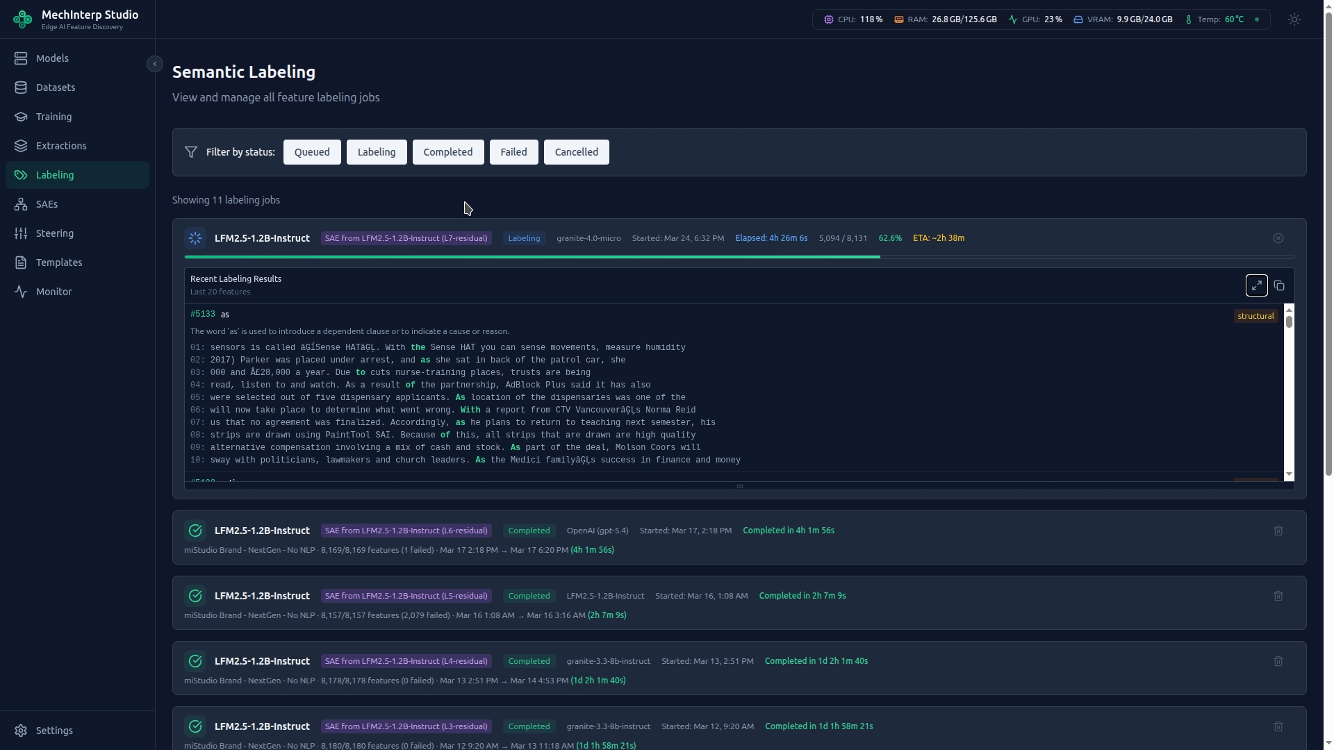 Labeling Results Browser — View and compare labels across jobs